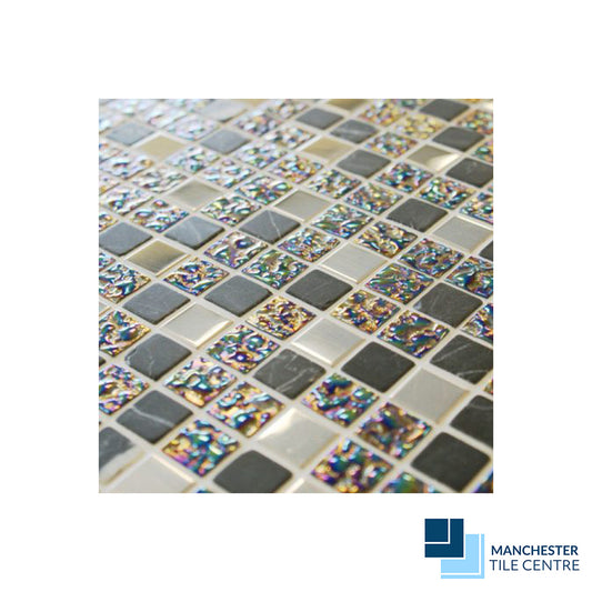 Lustre Grey Glass Mosaics by Manchester Tile Centre