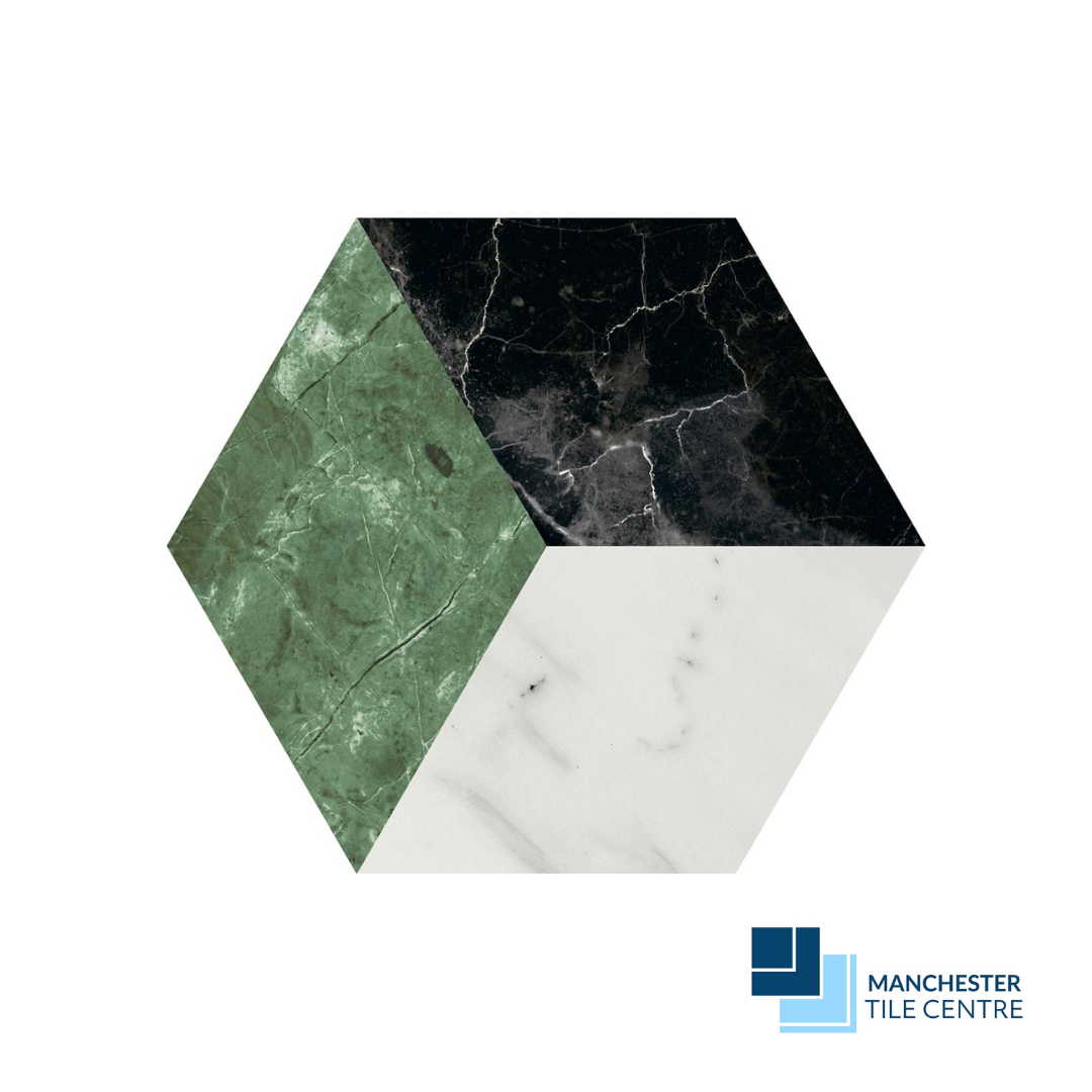 Marmi Hex Verde Decor Tile Range by Manchester Tile Centre