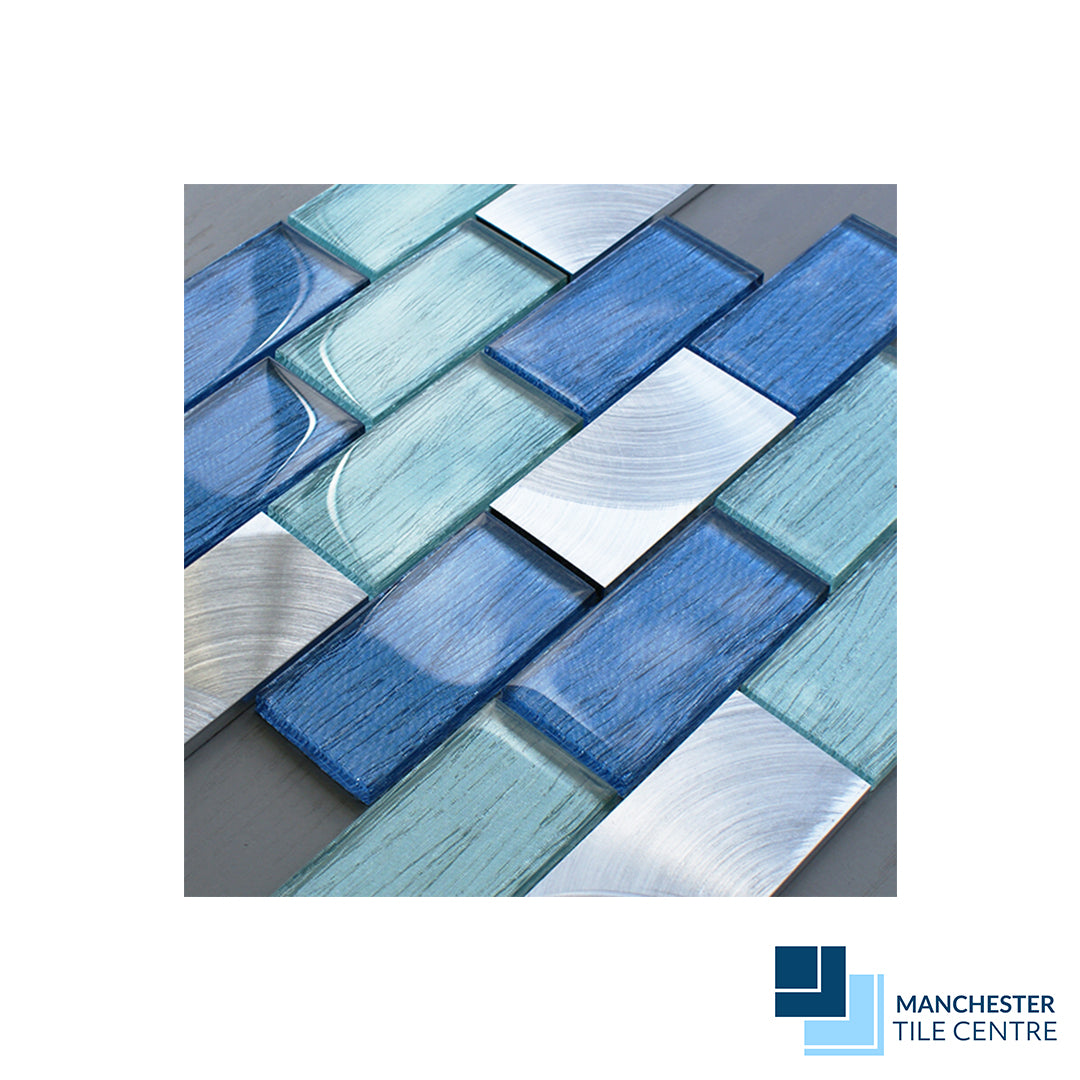 Portland Blue Brick Mosaic by Manchester Tile Centre