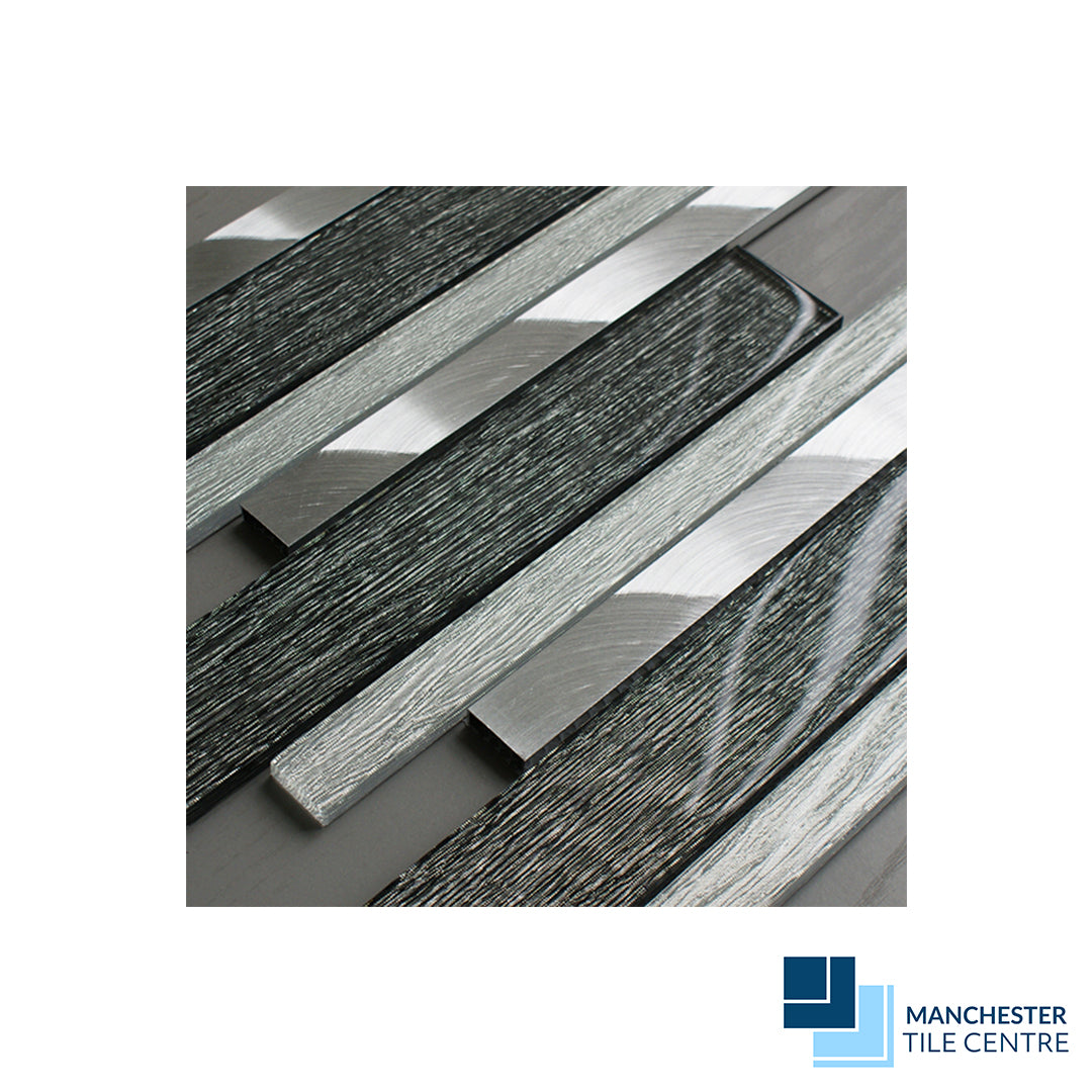 Portland Grey Linear Mosaics by Manchester Tile Centre