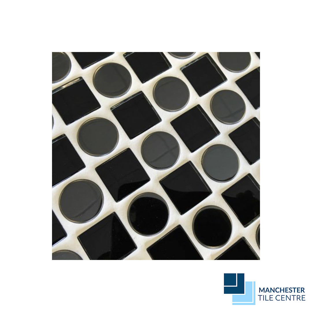 Checkers Black Mosaics by Manchester Tile Centre