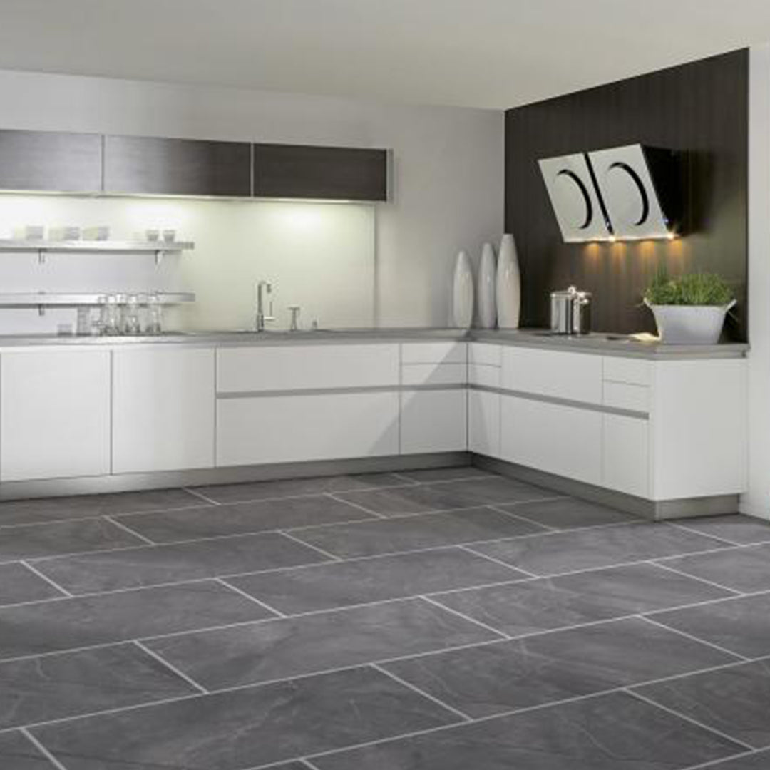 Ferro Dark Wall and Floor Tiles by Manchester Tile Centre