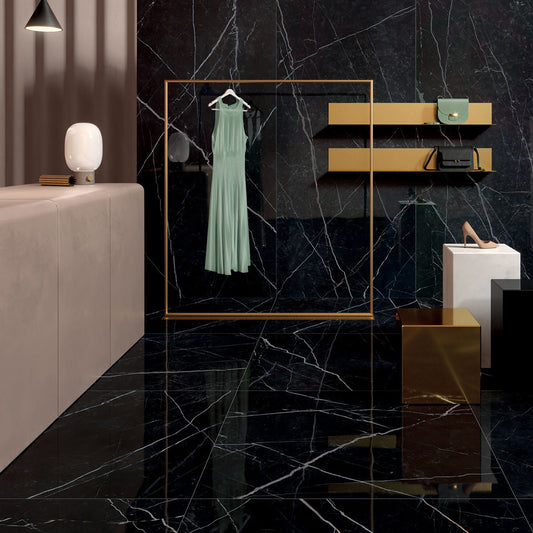 Marquina Black Wall and Floor Tile Range by Manchester Tile Centre