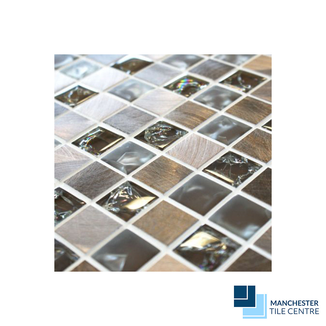 Starburst Metal Brown Mosaics by Manchester Tile Centre