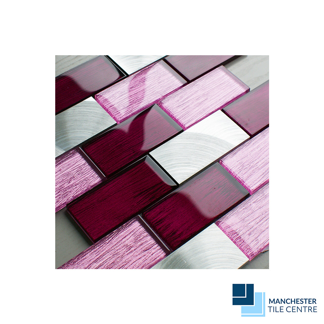 Portland Pink Brick Mosaic by Manchester Tile Centre