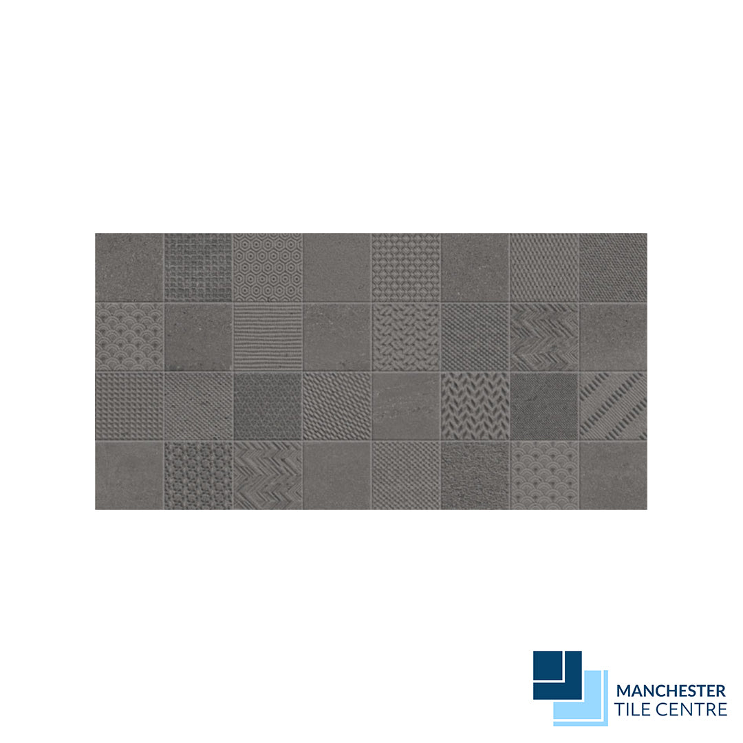 Stoneage Graphite Decor Wall Tiles by Manchester Tile Centre