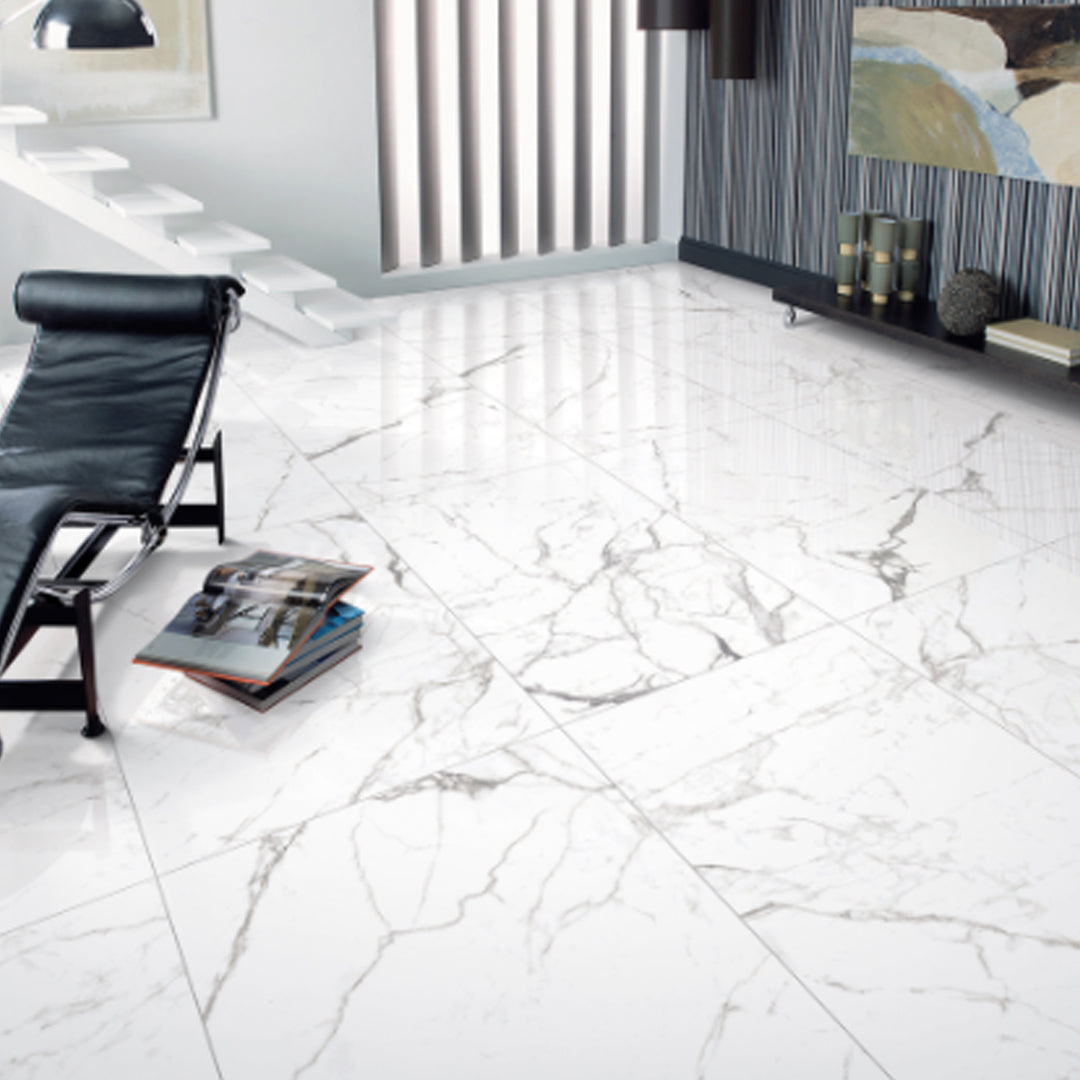 Superb Statuario Grande Wall and Floor Tiles by Manchester Tile Centre